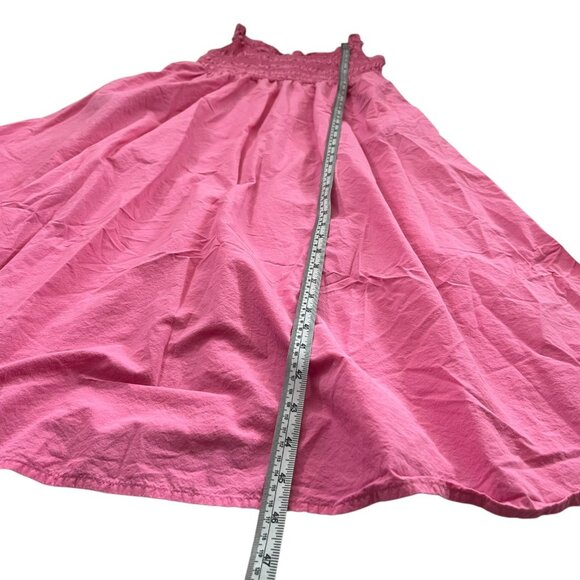 M&S Smocked Midi Dress Hot Pink UK12 US8 Barbie Maximalist Tropical Cottagecore - Picture 9 of 9